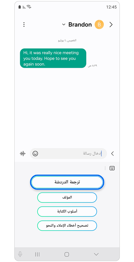 خيارات مساعدة الدردشة