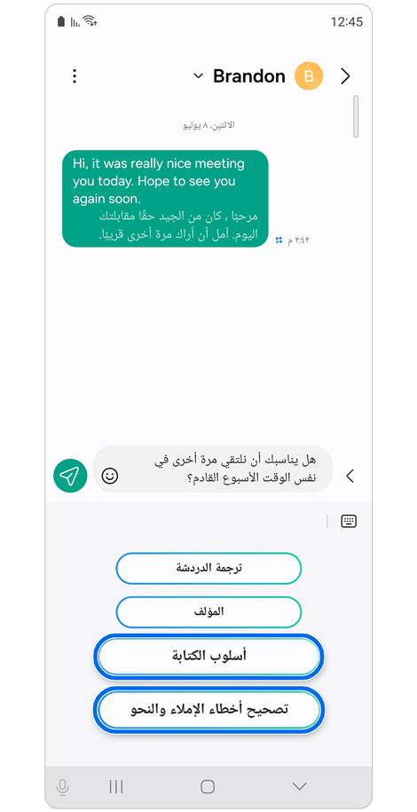 خيارات مساعدة الدردشة