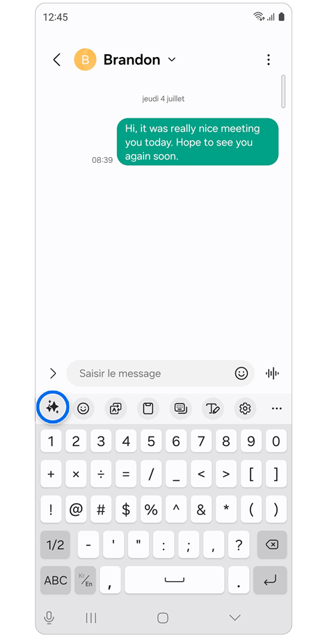 Écran d’un message message texte.