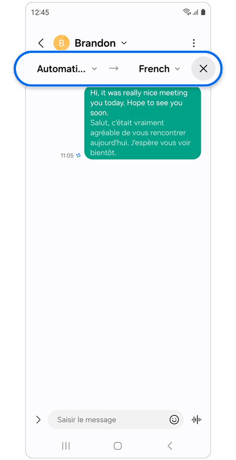 Boîte de dialogue de sélection de langue