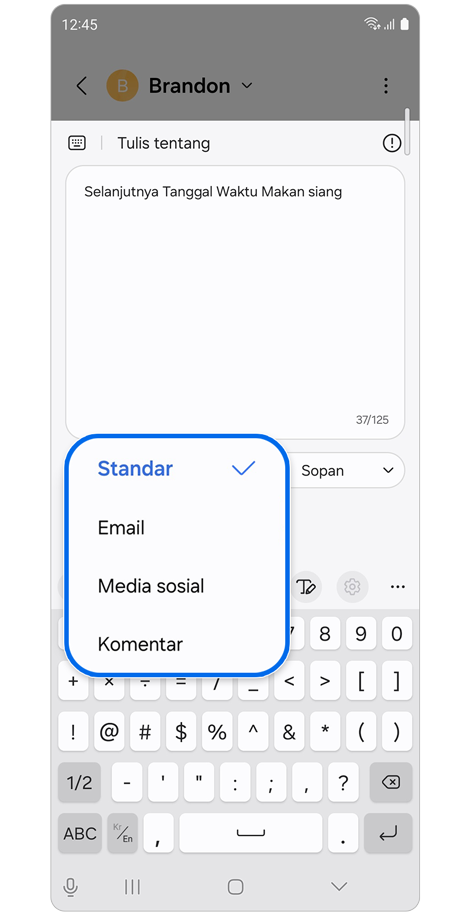 Opsi format Komponis penulisan