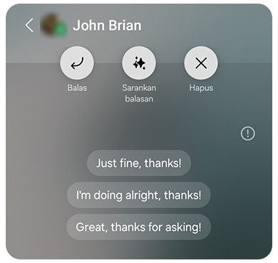 Mesajlar ve önerilen yanıtlar.