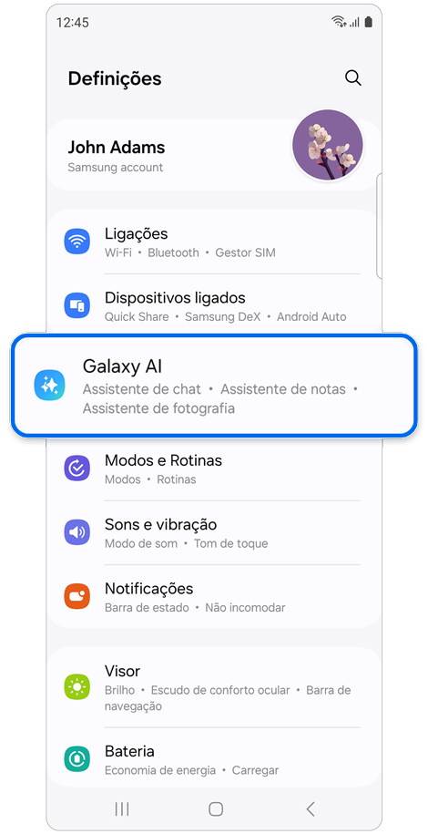 Página inicial Definições