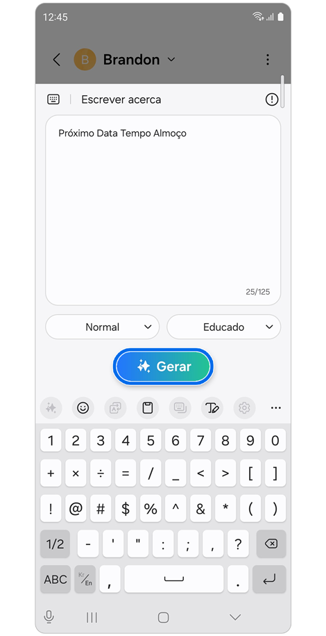 Caixa de texto do Compositor com o botão Gerar realçado