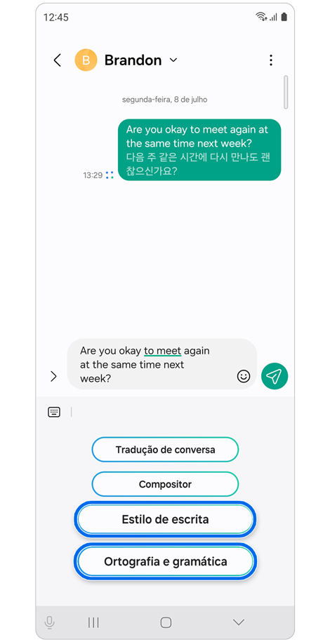 Opções do Assistente de chat