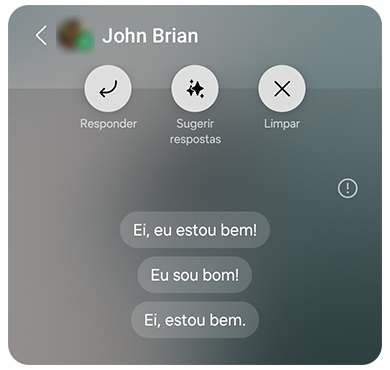 Mensagem e respostas sugeridas.