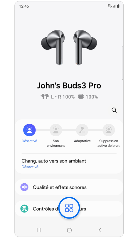 Écran d'accueil de l’application Galaxy Wearable.