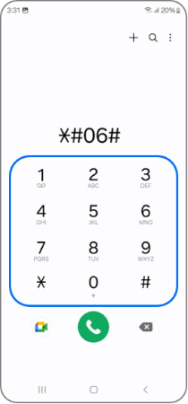 Dial *#06# on the keypad