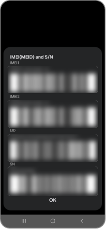 Details about your device's IMEI and serial number will automatically appear on the screen