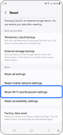 Reset Wi-Fi and Bluetooth settings
