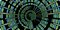 There are light blue and green dots formed in a swirling shape. Also between the dots, there are light blue and green straight lines.