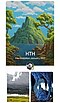 On the smartphone screen, three illustrations created by HTH are showcased. Accompanying the artwork is text that reads HTH The Exhibition January 2023.
