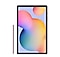 Front-facing shot of an upright Galaxy Tab S6 with an S Pen leaning on the side of it, there is a colourful wallpaper comprised of bubbles on the screen