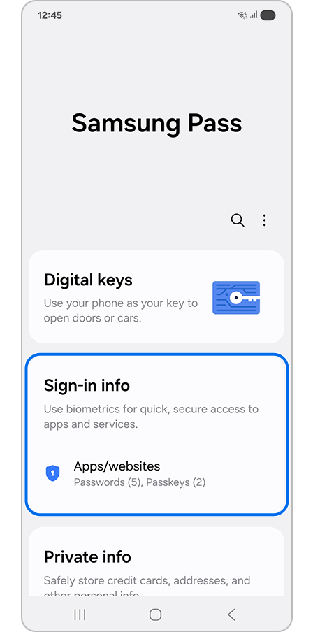 Selecting Sign-in info