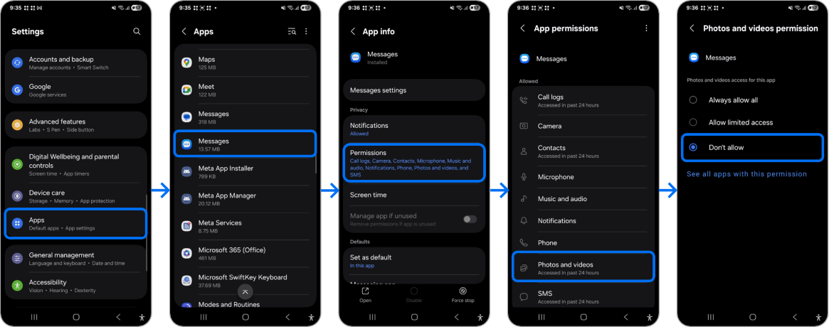 steps to stop sharing photos via link sharing on my samsung phone