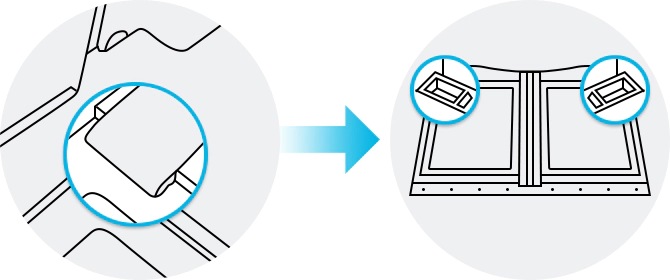 Under plastic trimmings of the shelf