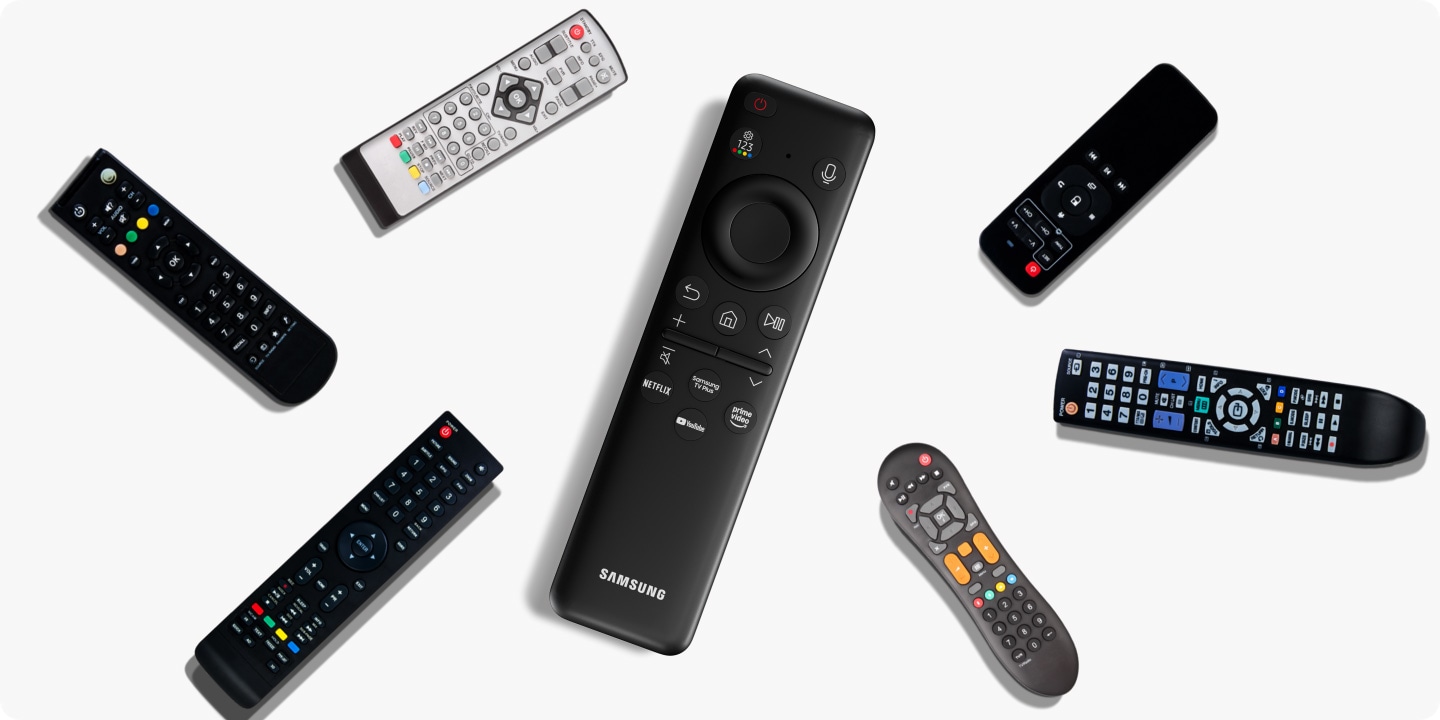 Many different remote controls are scattered. The remotes start shaking and then converge into the SolarCell Remote.