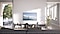 A thumbnail image of a Super Big TV size simulator video - A cozy living room with a 43 inch TV.