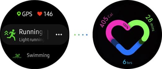 Galaxy Watch Active 2 Fitness Auto Tracking GUI