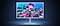 A monitor showing different resolutions. FHD, QHD and UHD. The image becomes clearer and wider as the resolution increases.