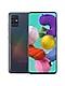 لقطة أمامية وخلفية لهاتف Galaxy A51 الرمادي الداكن، مع ظهور ألعاب متعددة الألوان على الشاشة.