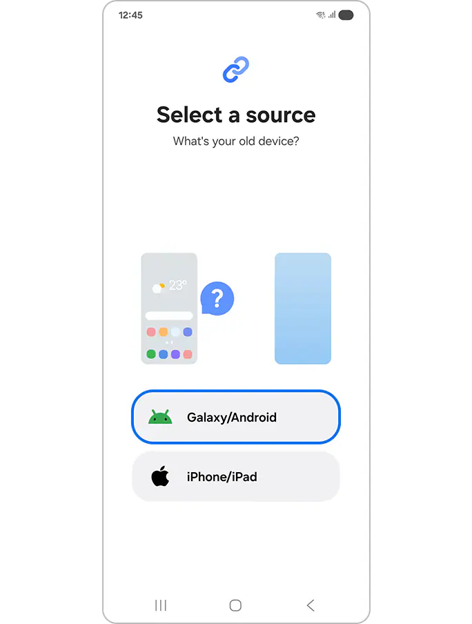 Selecting the type of your previous device