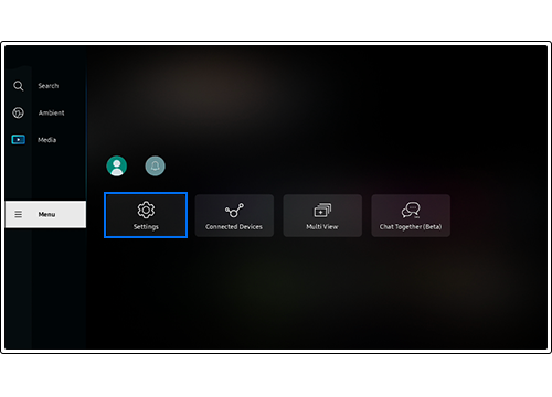 select menu to move settings