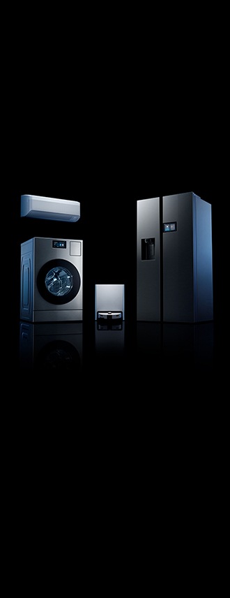 Various appliances stand in line.