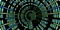 Des points bleus et verts clairs forment des tourbillons. Entre les points se trouvent des lignes droites bleu clair et vert.