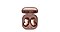 Vue aérienne d’une paire de Galaxy Buds Live Bronze Mystique placée à l’intérieur d’un étui de chargement ouvert