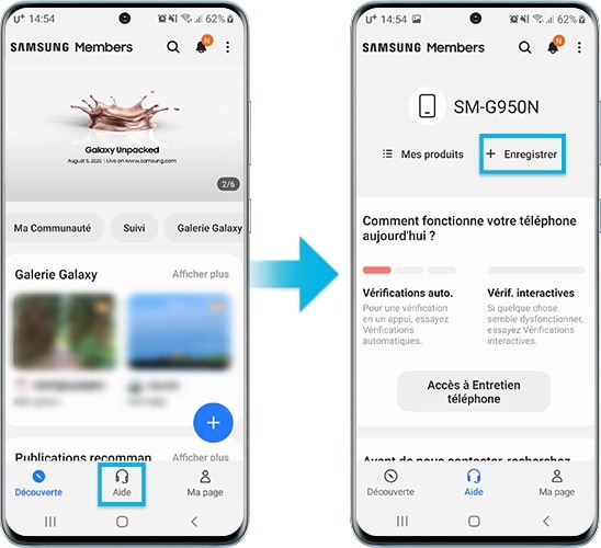 Enregistrement à l’aide de Samsung Members