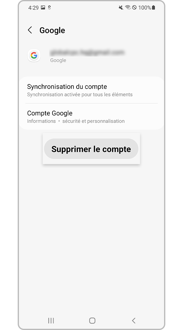 Supprimer un compte Google