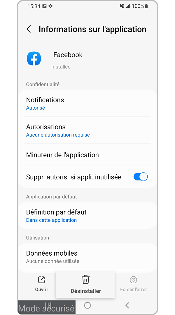 Désinstallez l’application