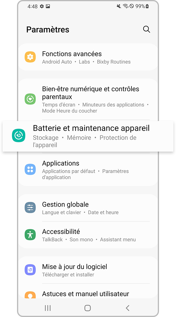 Batterie et maintenance de l’appareil