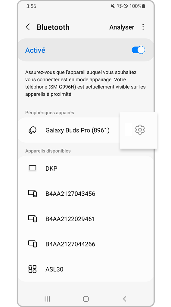 réparation de la connexion bluetooth de l’appareil - étape 3