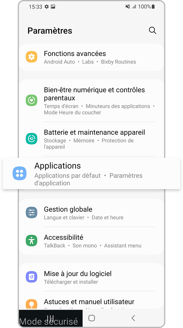 Paramètres des applications
