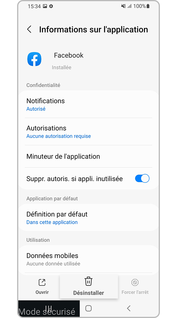 Désinstallez l’application