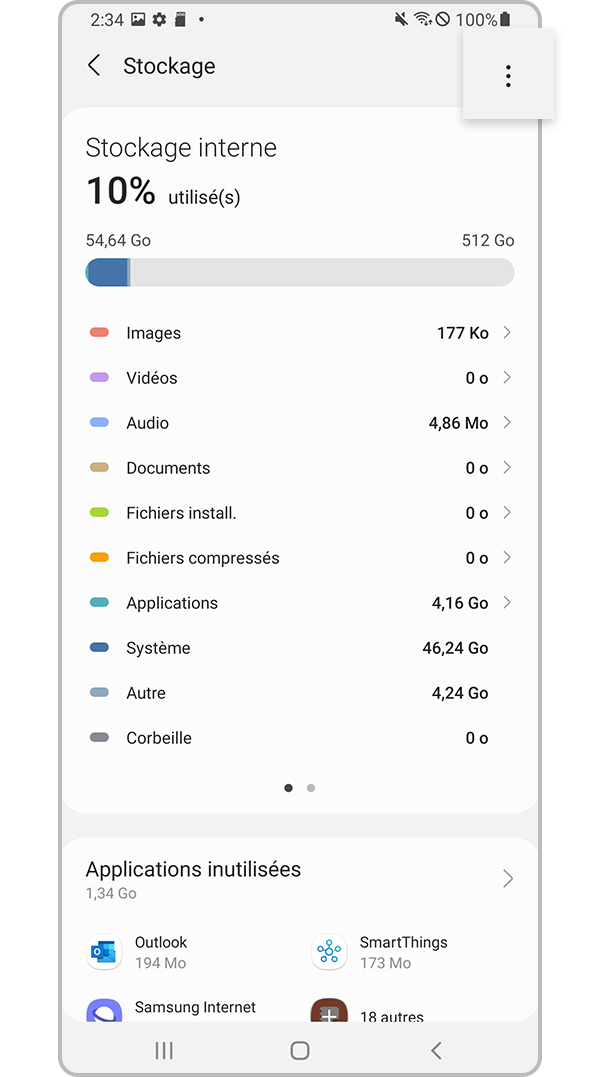 Appuyez sur Plus et sélectionnez Avancé