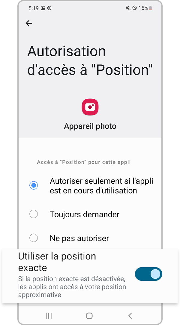 Activez Utiliser la localisation précise