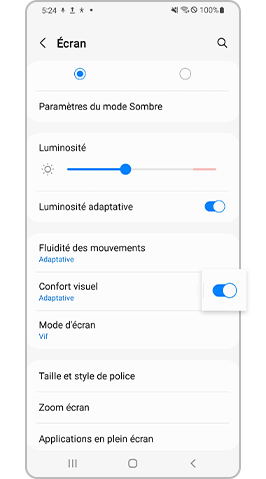 Désactivez le paramètre de protection du confort visuel