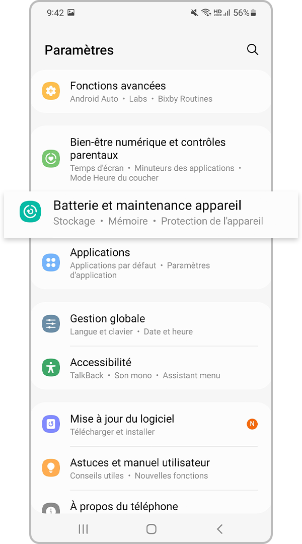 Batterie et maintenance appareil