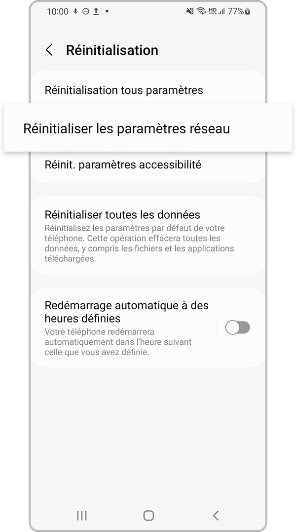 réinitialiser les paramètres réseau - étape 3