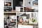 Un collage bien organisé de quatre cadres de vie représente différentes idées d’installation de téléviseur dans une salle à manger, dont une salle à manger avec une télévision au mur.