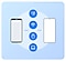 São mostrados dois smartphones. Entre os dispositivos estão os ícones cabo USN*B, Wi-fi, dispositivo de armazenamento e portátil. No meio, está a ligar os dois dispositivos para indicar que os dados podem ser transferidos através de diferentes opções.