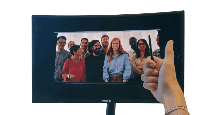 Pressionar o botão da S Pen para reproduzir e pausar