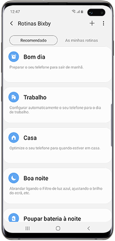 Lista de Rotinas Bixby recomendadas