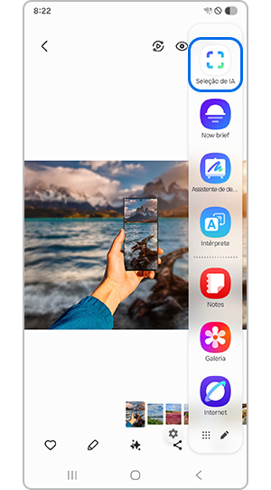 Selecionar Seleção de IA para definir como fundo