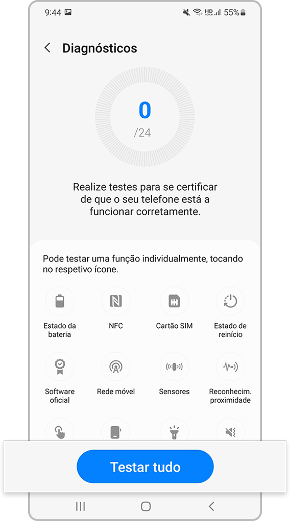Testar todos os Diagnósticos