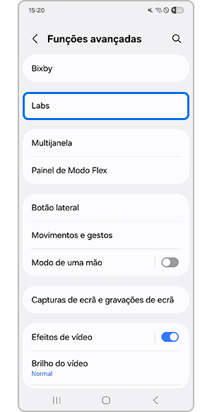 Selecionar o menu Labs