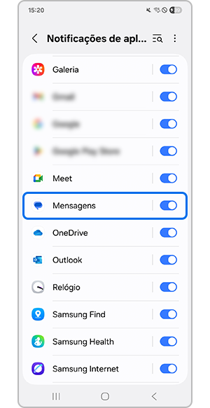 Selecionar a aplicação Mensagens